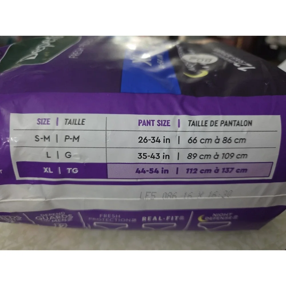 24ct Night Defense Adult Diapers, Incontinence Underwear for Men, Disposable